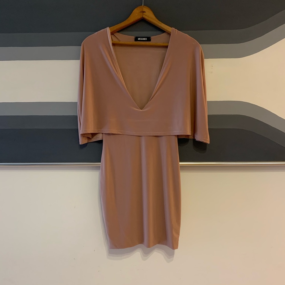 Misguided deep V caped bodycon dress